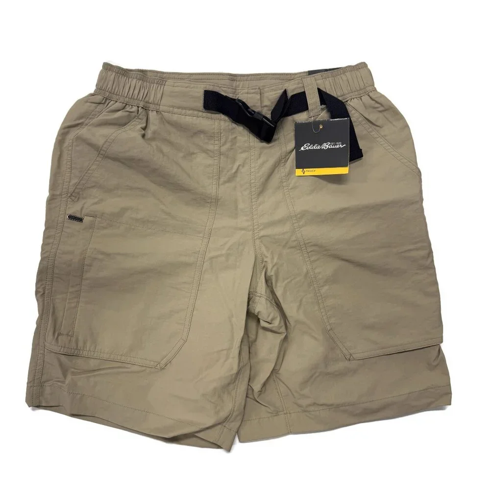 Eddie Bauer Travex Shorts Mens Small Khaki Nylon‎ Belt NWT River Explorer Beige